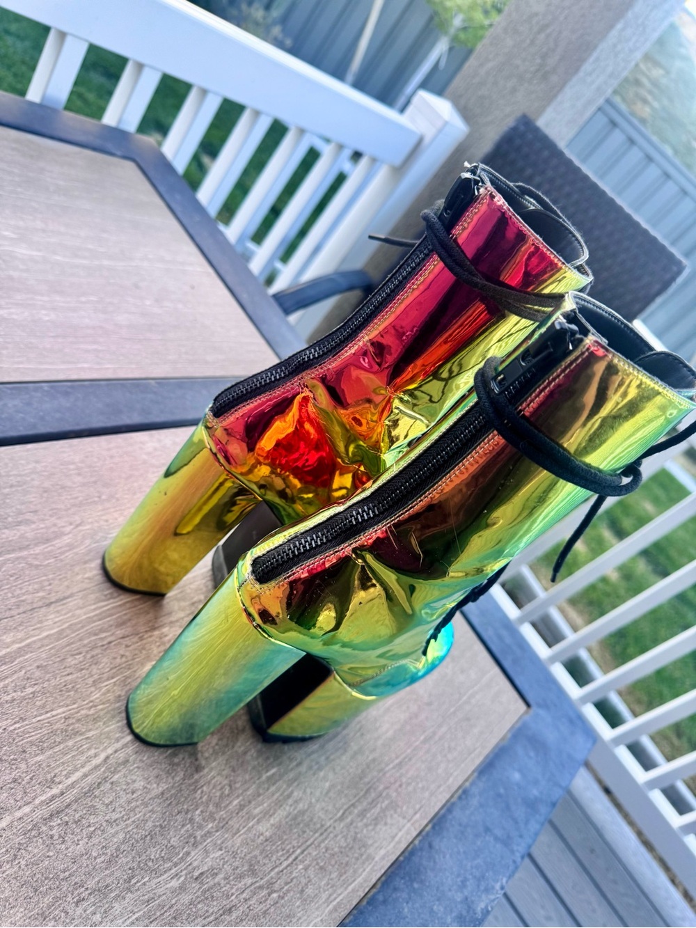Dolls Kill Holographic Platform Combat Boots Size 7 - Picture 3 of 12